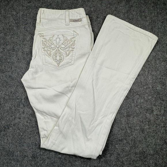 Y2K J&Company Beverly Jeans Women's 28 White Flare Embroidered Studded USA - Picture 1 of 12
